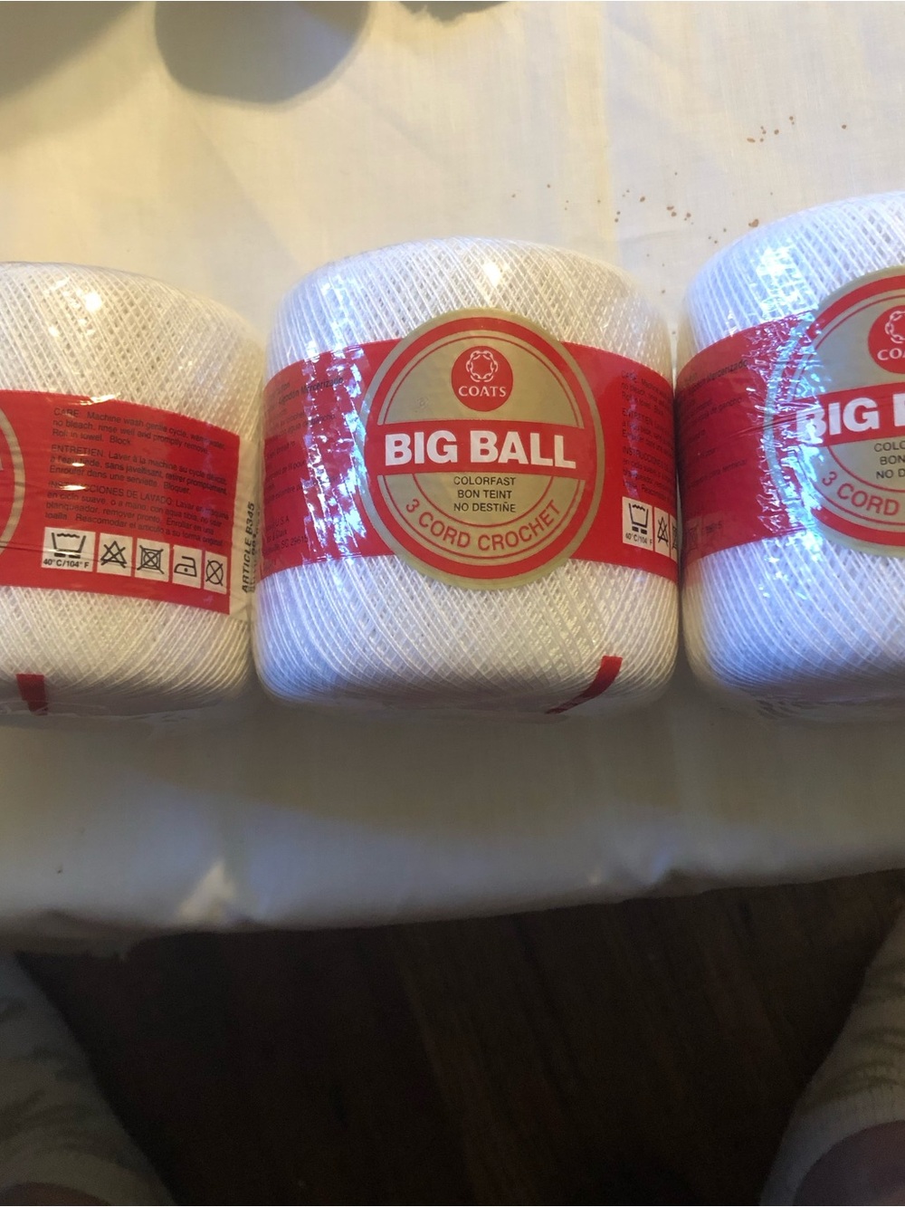 Coats Big Ball 3 Cord Crochet Thread in White